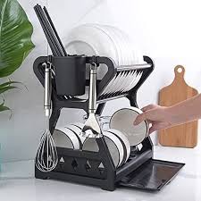 Escurridor Platos Loza Cocina Negro 2Niv